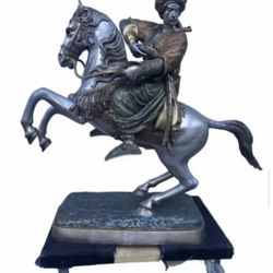 Huge Bronze Arabian Horse Rider Sculpture