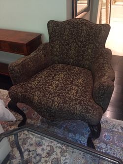 ITALIAN Made Wooden Plush Arm Chair