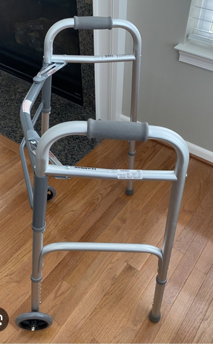 Guardian Folding Walker With Front Wheels