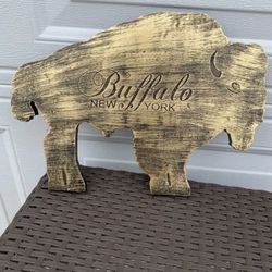 Buffalo Shaped Antique Gold Wall Plaque