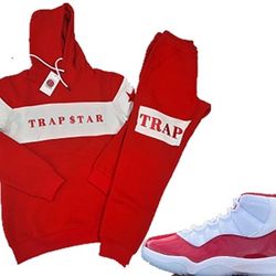 TRAP $TAR APPAREL RED JOGGER SET