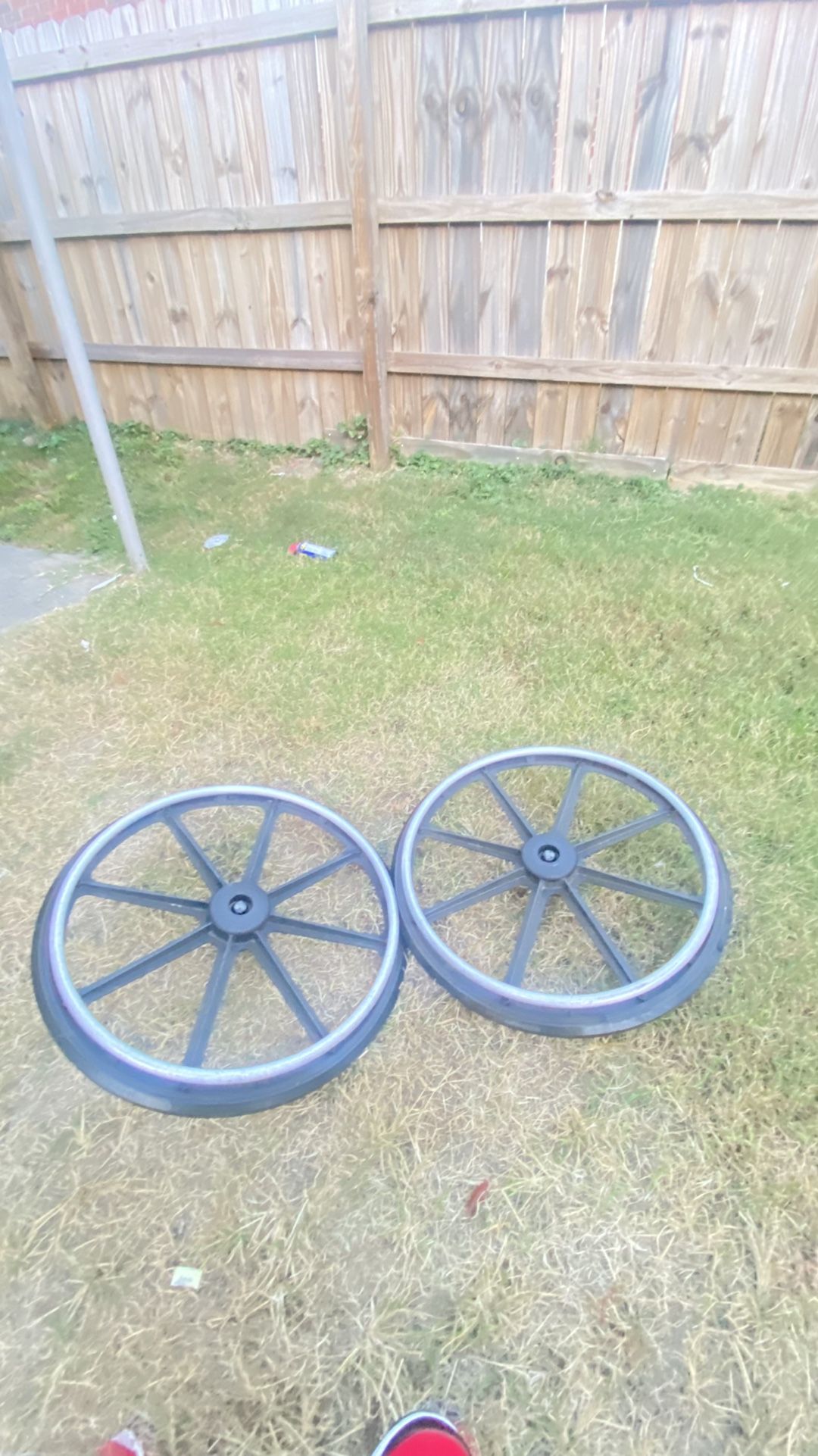 Two big wheels for a wheelchair