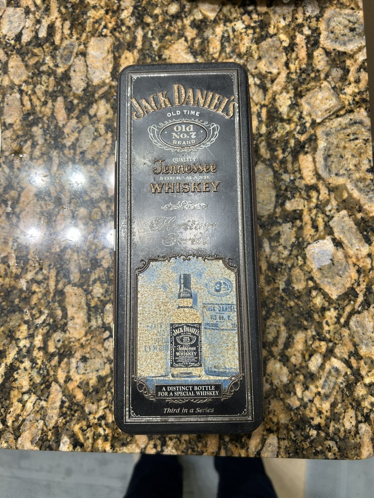 Antique Jack Daniel’s Bottle Tim Container. Great Condition.