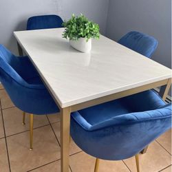 DINING TABLE Set - BLUE Chairs