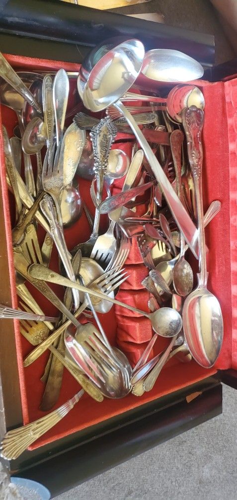 Silver Plated Silverware And Boxes