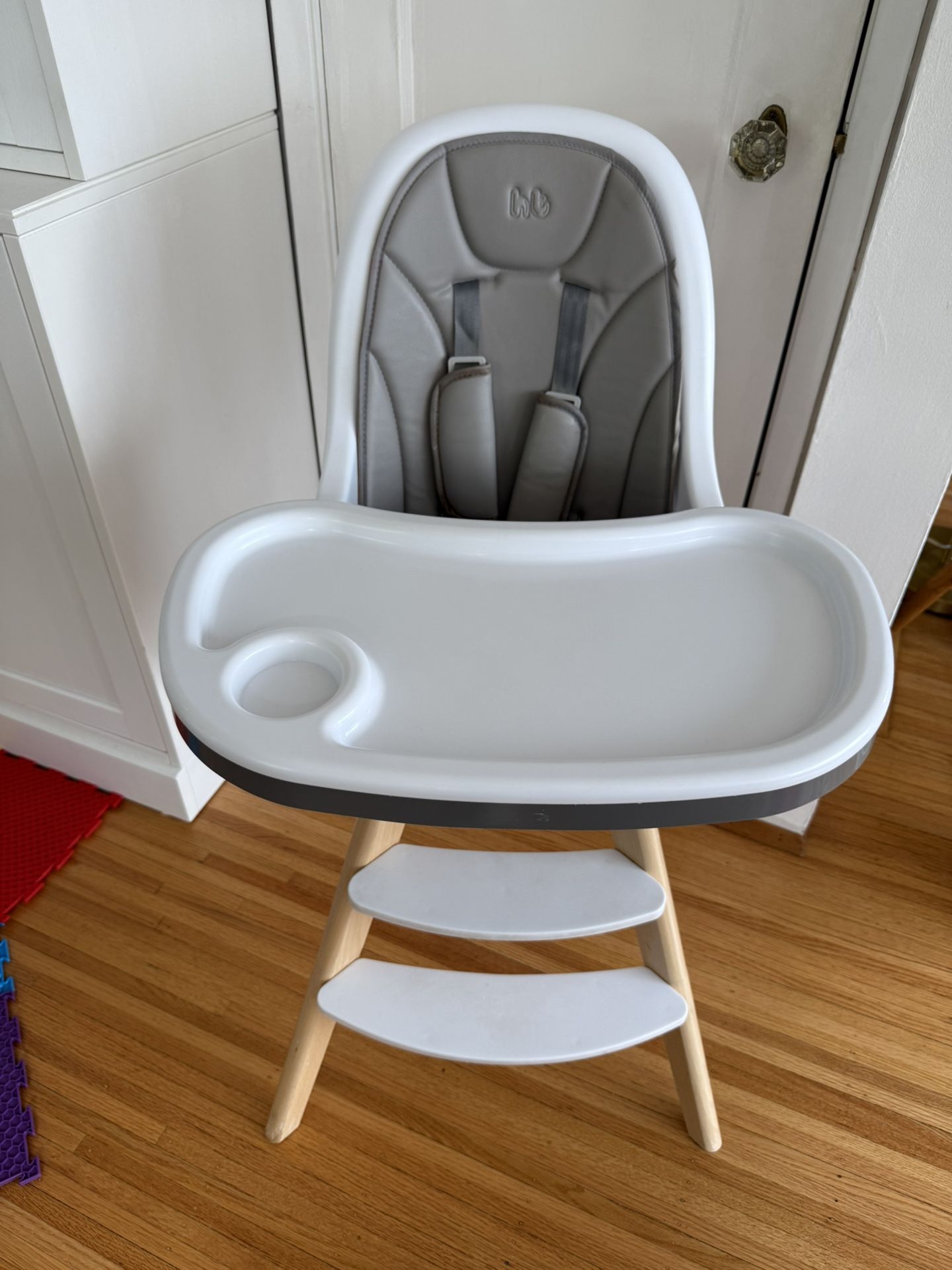 Baby High Chair, Wooden High Chair with Removable Tray and Adjustable Legs for Baby/Infants/Toddlers