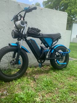 Fat Tire Electric Bike Blue and Black