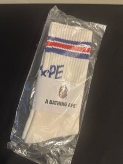 BAPE White Striped Ape Head Socks