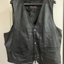 Wilsons Leather Black Biker Vest – Size XXL – Genuine Leather – Made in India