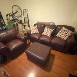 Stagmans Leather Sofa Set - brown