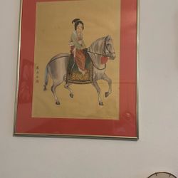 B Chan Japanese Painting With Other Japanese Items