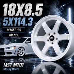 🔥 18X8.5 MST MT01 Glossy White Wheels 🔥