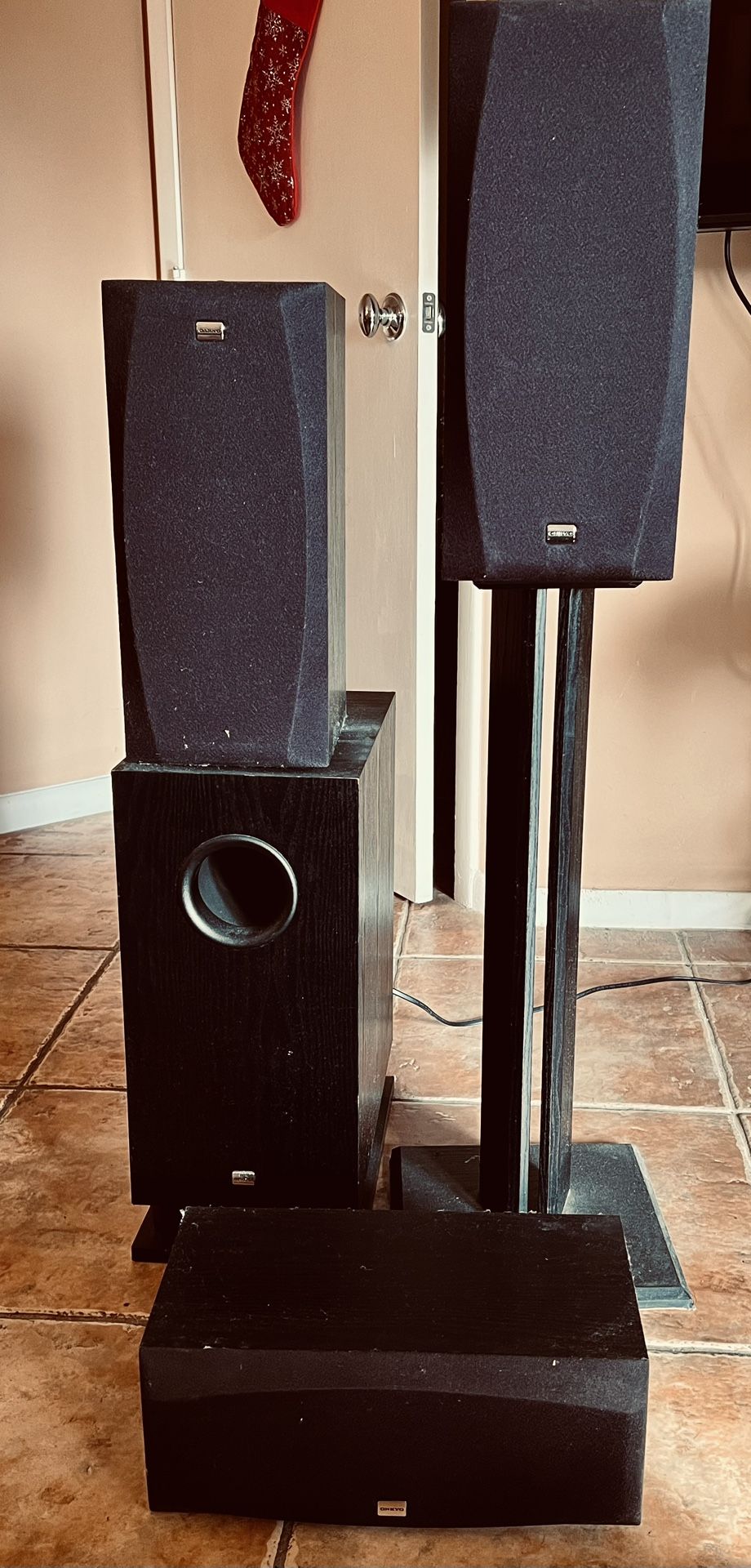 Onkyo Set Of 3 Speakers And Subwoofer - $75 Reduced From $110 