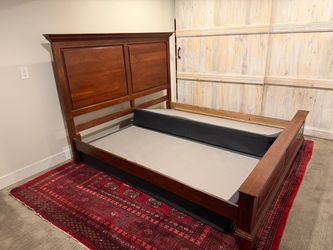 King sized bed frame with box springs. FREE
