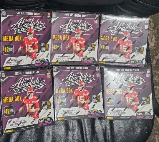 2025 Absolute Football Cards! 6x Mega Box Lot! New Factory Sealed! Find Ultra Rare KABOOM Insert!?