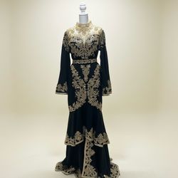 Turkish style black and gold kaftan dress