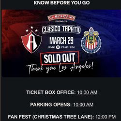 2 Tickets Atlas vs Chivas (Section 119) – SOLD OUT