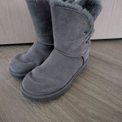 UGG CONSTANTINE LEATHER SHEARLING LACE TRIM BOOTS -  US 9/UK 7, Charcoal 