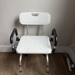 360° Swivel Shower Chair with Back and Arms, 5 Levels Adjustable Height Shower Stool, Support Up to 300 Lbs