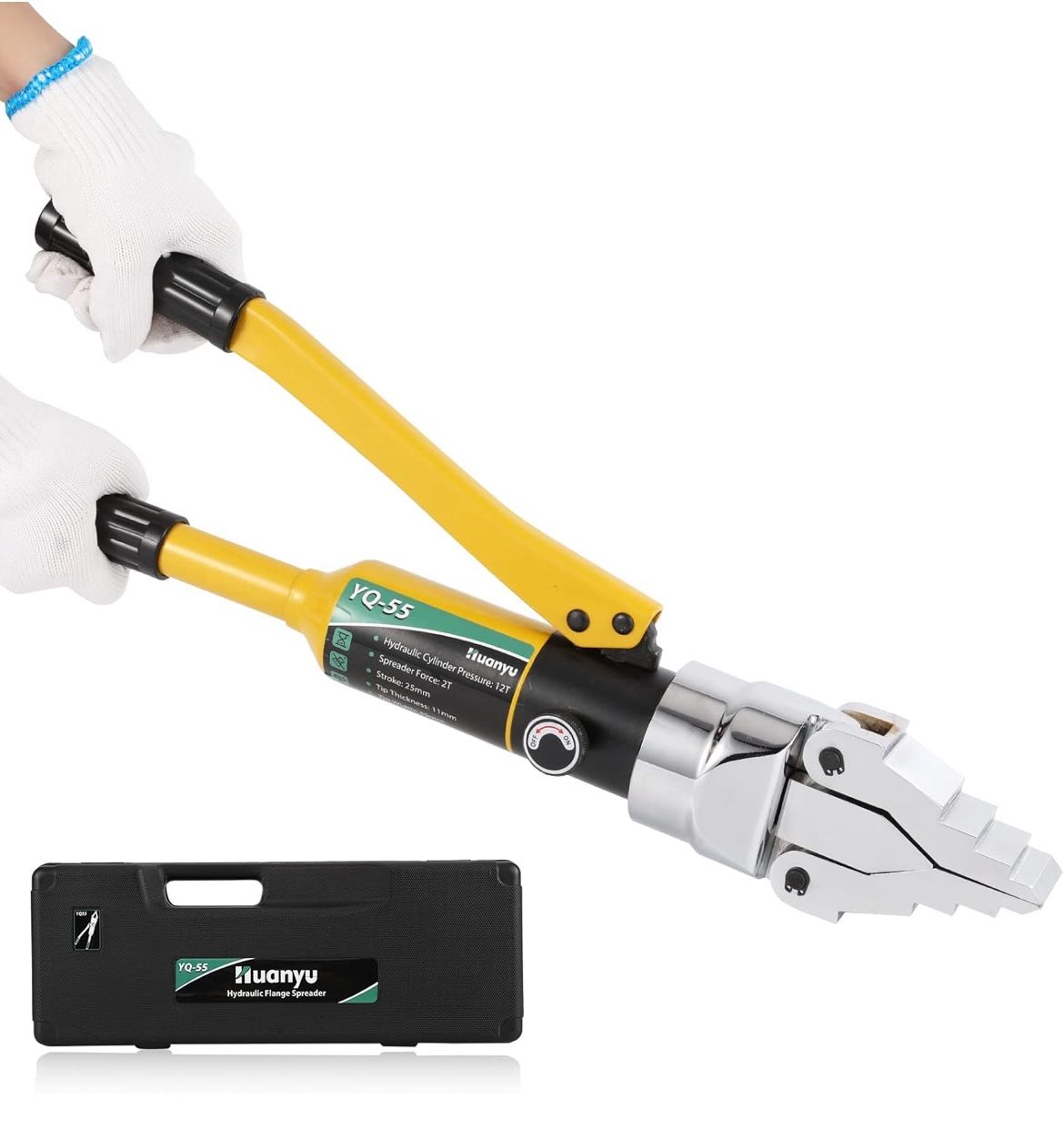 Huanyu Integral Hydraulic Flange Spreader 12T Portable Hydraulic Flange Separator Manual Splitter Alloy Steel Pliers Max Spread 55mm Fast Oil Return f