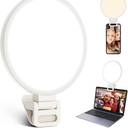 Full Screen Ring Light 60 LED Side Emitting Anti-Glare Clip-on Light for Phone iPhone Computer Laptop Monitor, 3 Light Modes for Live Streaming, Selfi