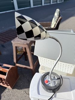 Racing Themed Checkered Desk Lamp with Tire Base