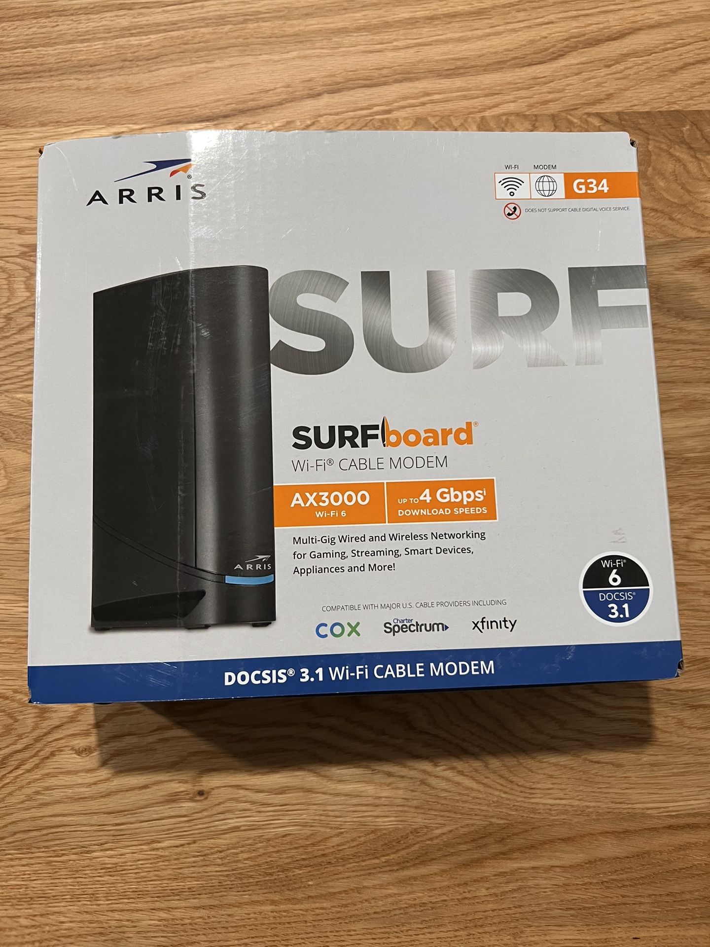 ARRIS SURFboard G34 DOCSIS 3.1 Wi-Fi 6 Cable Modem AX3000 Wi-Fi 6