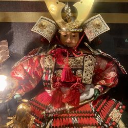Vintage Japanese Samurai Doll with lights and wind-up music