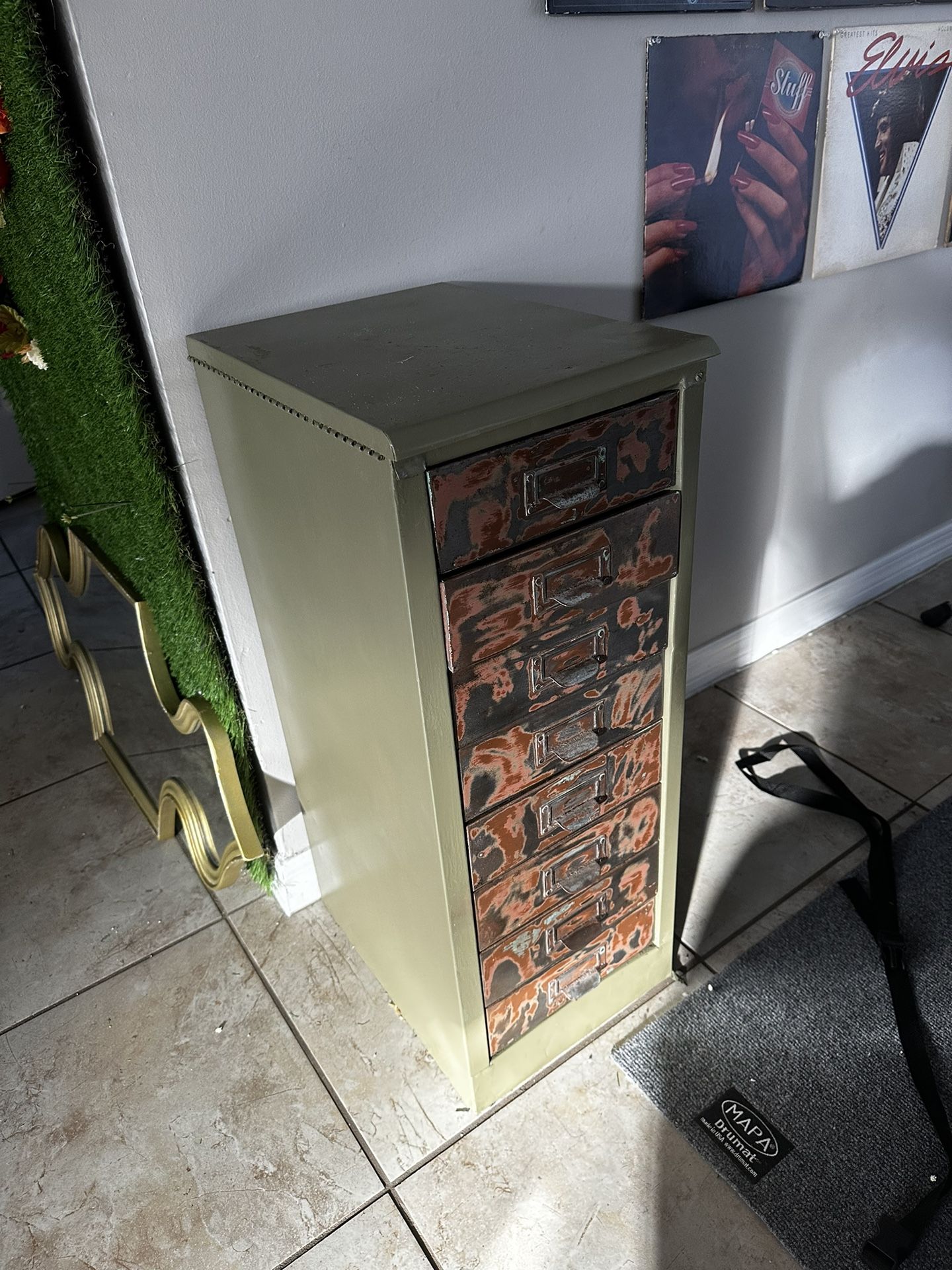 Restored Antique Metal Side Cabinet 