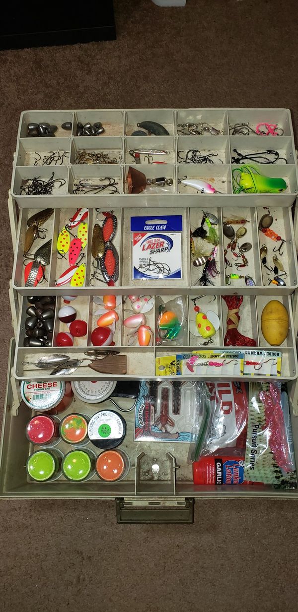 Loaded Fishing Tackle Box Trout Salmon Steelhead Bass Catfish Panfish