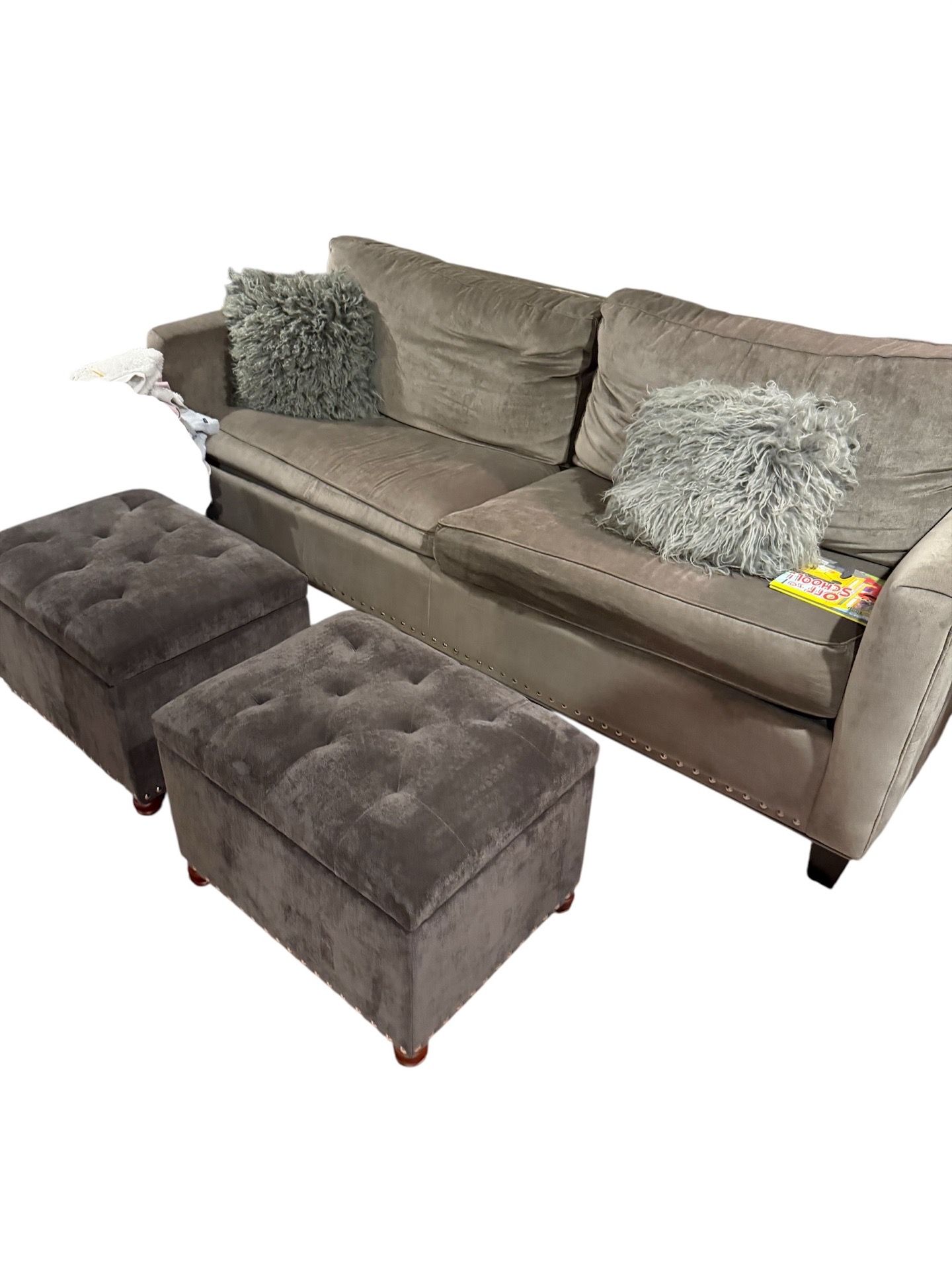 Sleeper couch plus 2 ottomans