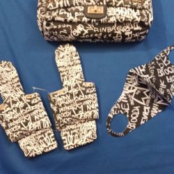 3pc Graffti Black/white Purse Set