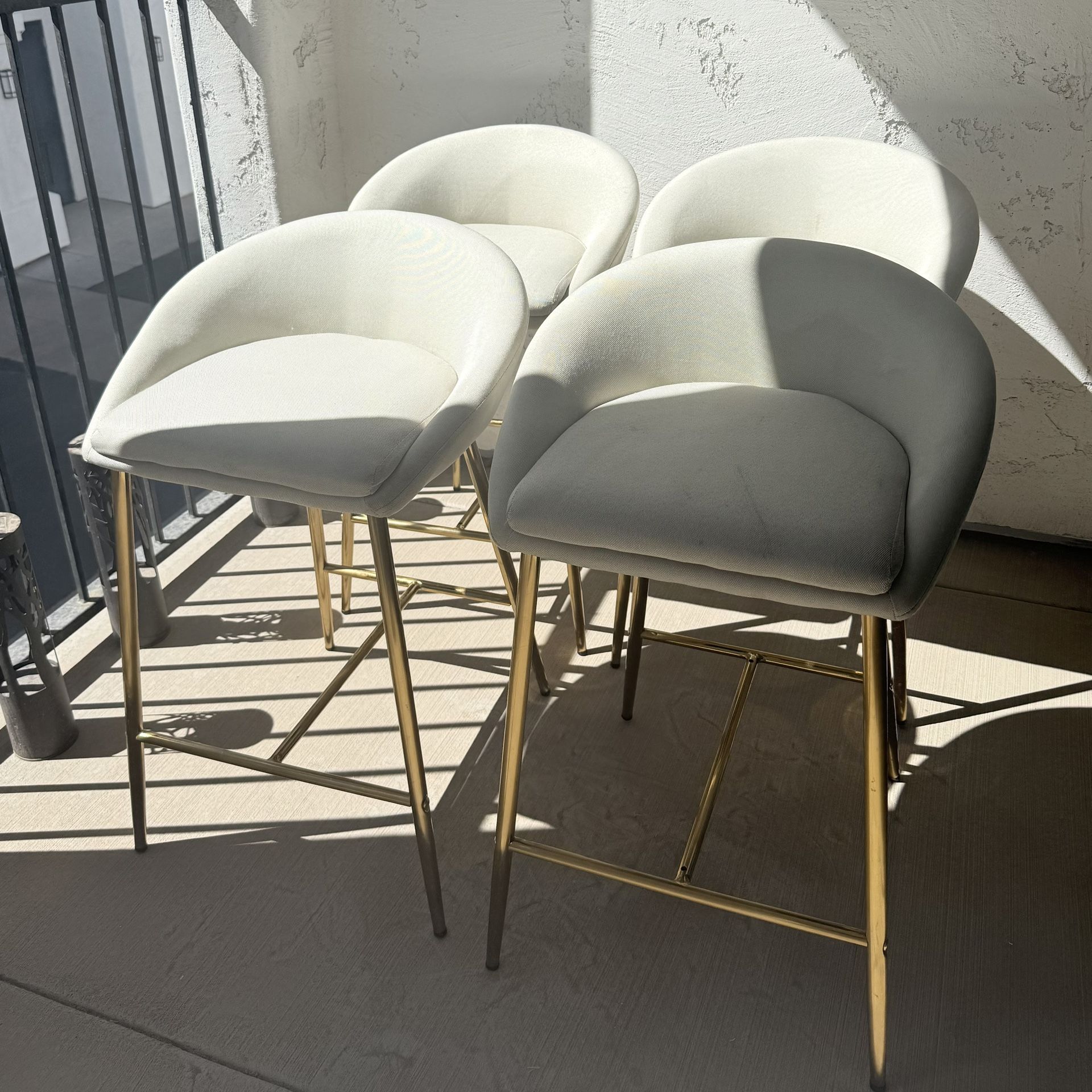 4 Cream And Gold Barstools