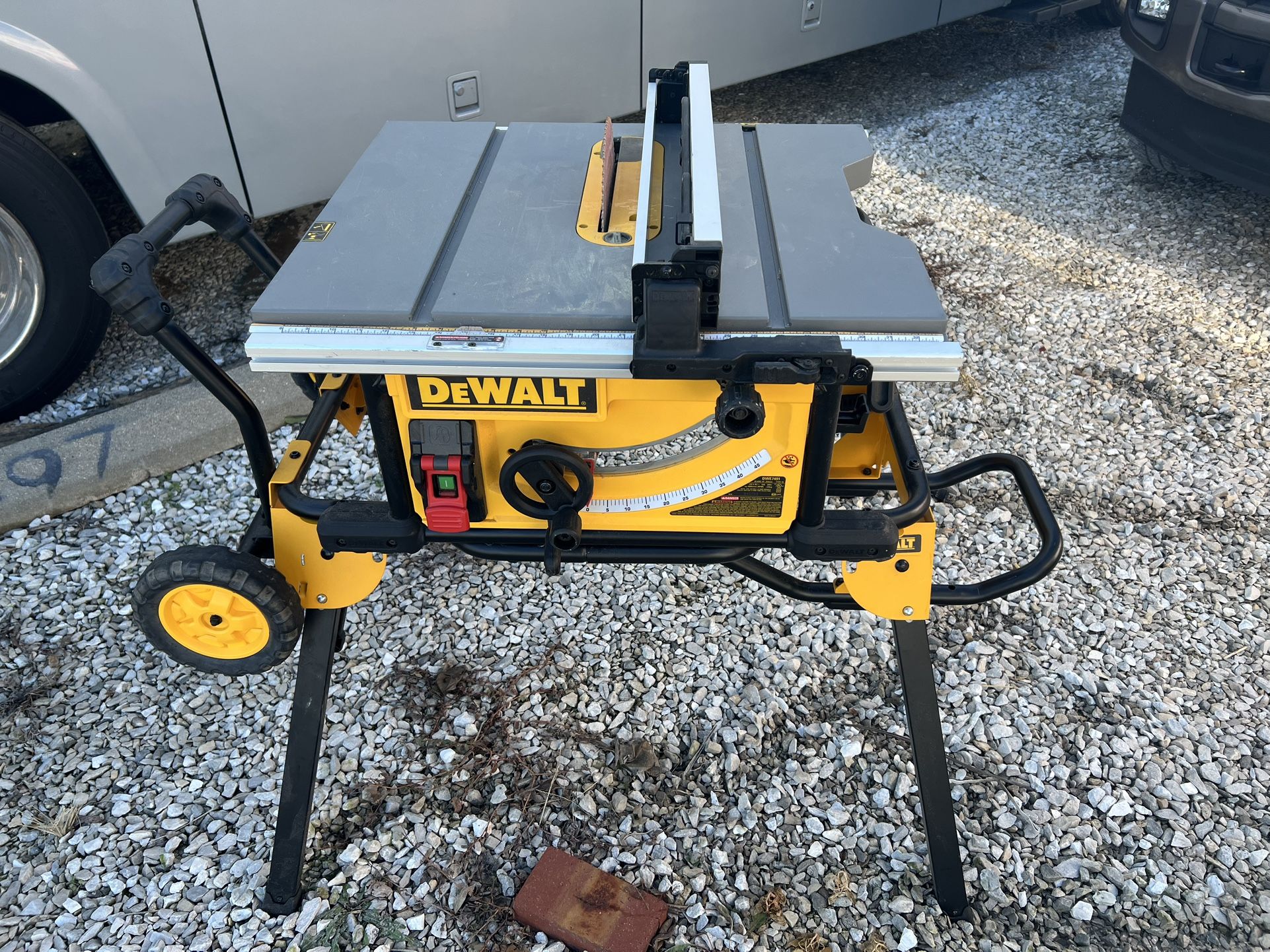 $349 DEWALT compact portable jobsite table saw, likely the DWE7485