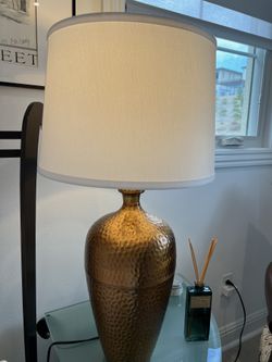 Copper Base Table Lamps With White Shade (2)