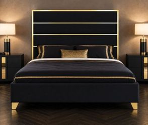 Brand New Black & Gold Queen Bed Frame (Available in Eastern King)