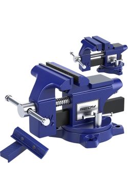 Heavy Duty Bench Vise 4.5 Inch: Table Clamp Woodworking Vice Press Drill Tools Workbench Wood Metal Pipe Work Shop Block Swivel Slide Cross Welding Ma