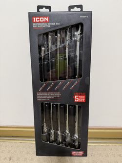 NEW ICON DOUBLE BOX FLEX RATCHETING WRENCH Set