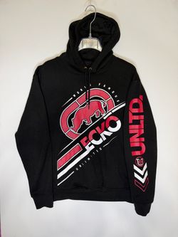 Ecko Unltd Black Graphic Pullover Hoodie Y2K