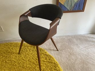Armen Living Butterfly Dining Chair in Charcoal Fabric and Walnut Wood Finish 22D x 21W x 29H in