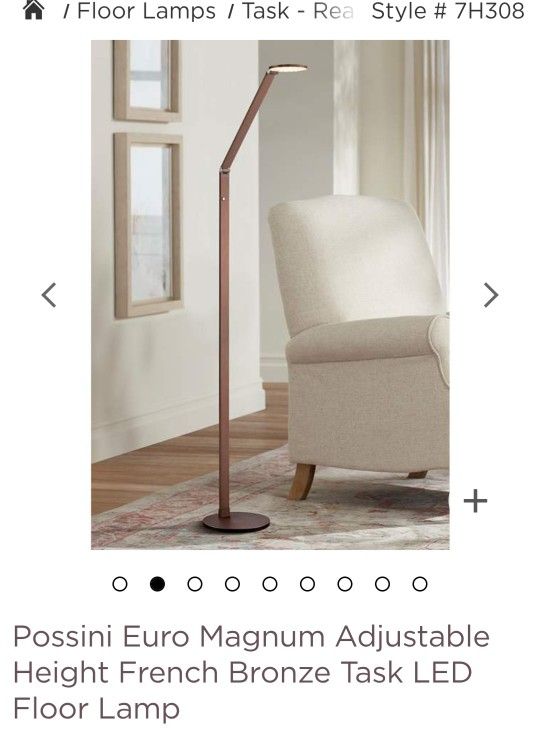 Possini Euro Magnum Adjustable Height French Bronze Task LED Floor Lamp