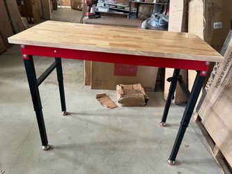48" Heavy Duty Workbench, 2500 LBS Load Capacity Work Bench with 1.2" Laminated Oak Wood Top & Reinf