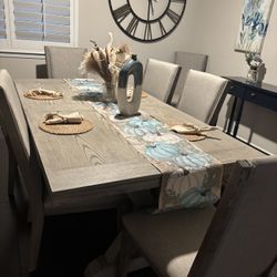 Expandable Dining Room Table + 8 Chairs