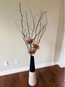 Floor Vase, Woody Vine Material, with Tree Branch Decor