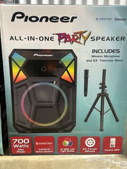 Pioneer (PSX615) 700W Party Speaker w/ Bluetooth, Stand, Wireless Mic, Karaoke Ready, LED Lights