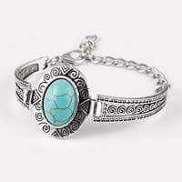 Beautiful silver bracelet with aqua blue pendent new