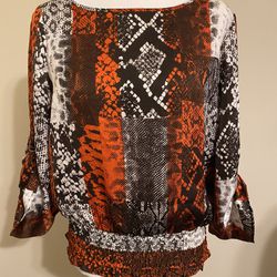 Michael Kors Women’s Size M Shirt Animal Print Brown Orange