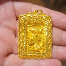 24k Gold, Dragon Pendant 