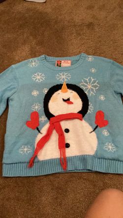 Ugly Christmas Sweater Snowman Blue Knit