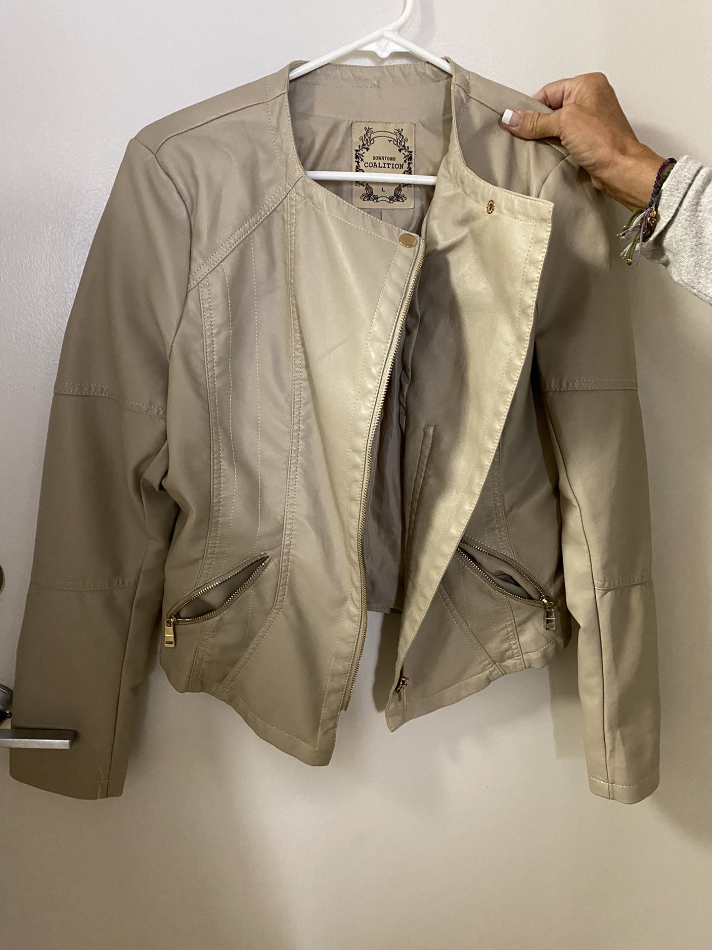 Beige Moto Jacket Large
